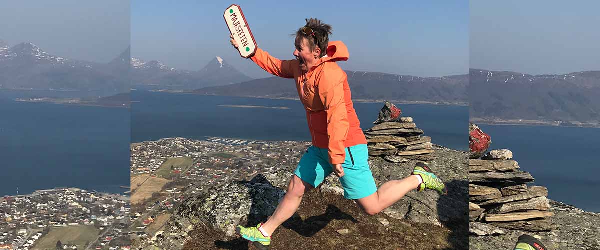 Hanne Maren på fjelltopp etter SASI-operasjon. 