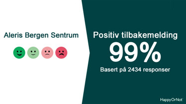 99% positive HappyOrNot tilbakemeldinger basert på 2343 respondenter.