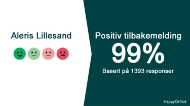 99% positive HappyOrNot tilbakemeldinger basert på 1393 respondenter.